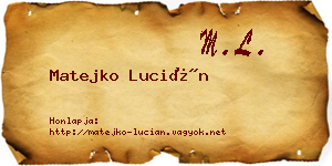 Matejko Lucián névjegykártya